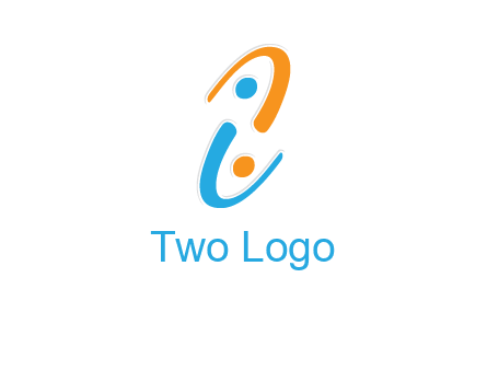 Letter i is forming two abstract persons logo