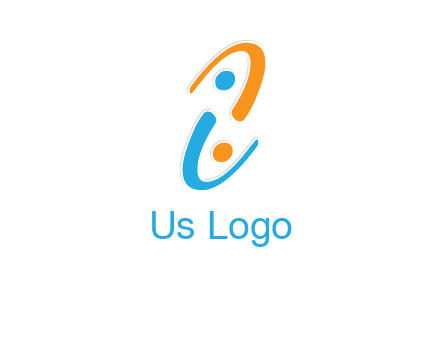 Letter i is forming two abstract persons logo