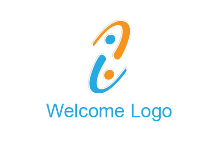Letter i is forming two abstract persons logo