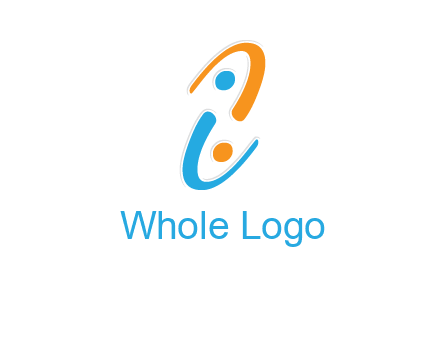 Letter i is forming two abstract persons logo