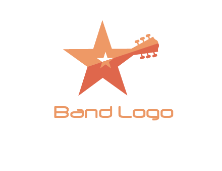 star with guitar head music logo