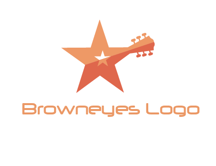 star with guitar head music logo