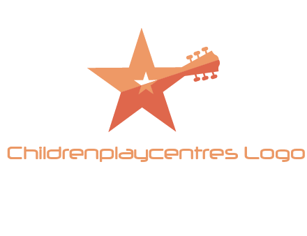 star with guitar head music logo