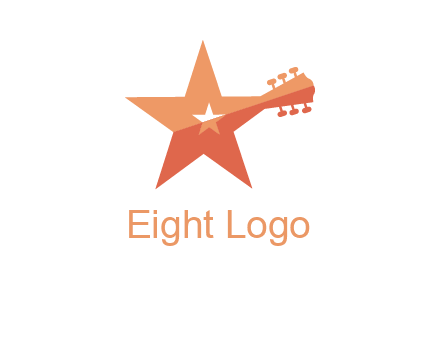 star with guitar head music logo