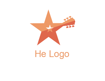 star with guitar head music logo