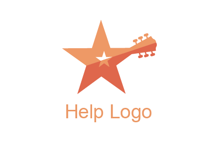 star with guitar head music logo