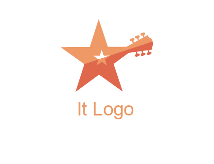 star with guitar head music logo