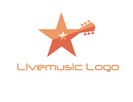 star with guitar head music logo