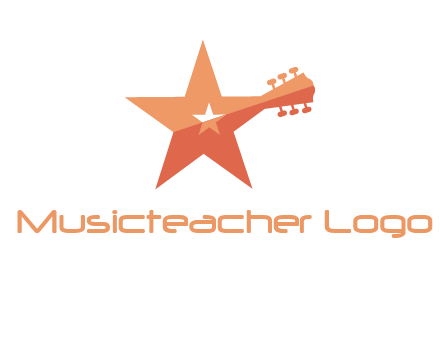 star with guitar head music logo