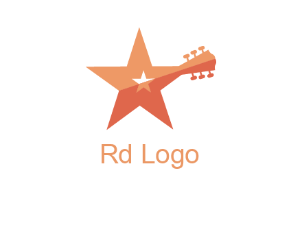 star with guitar head music logo