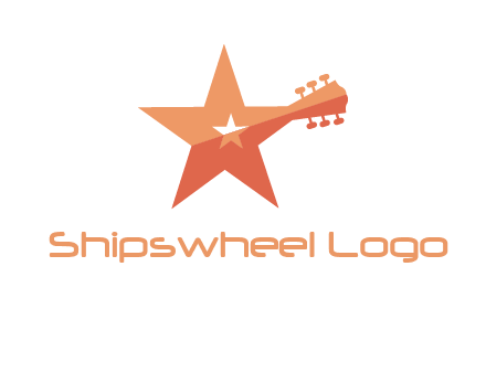 star with guitar head music logo