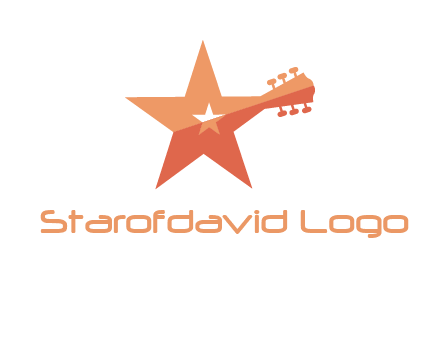 star with guitar head music logo