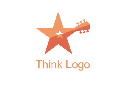 star with guitar head music logo