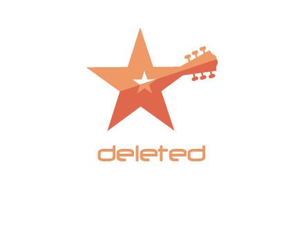 star with guitar head music logo