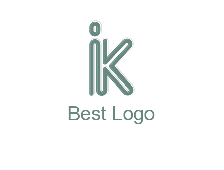 line art letter IK joined together