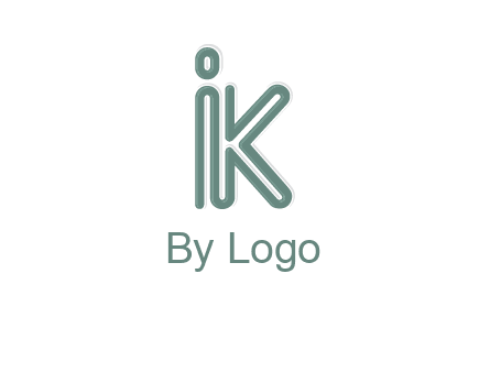 line art letter IK joined together