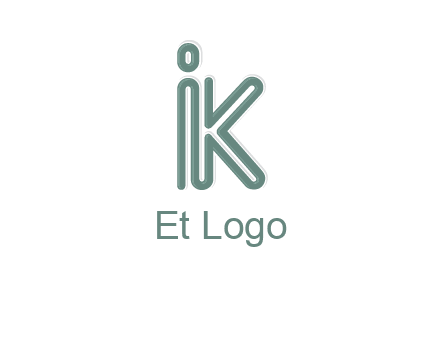 line art letter IK joined together
