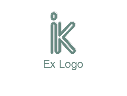 line art letter IK joined together