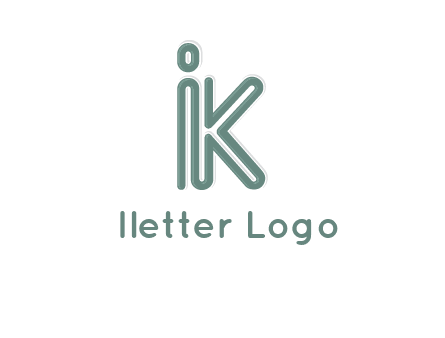 line art letter IK joined together