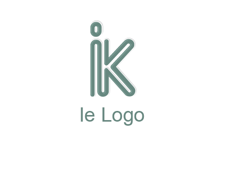 line art letter IK joined together