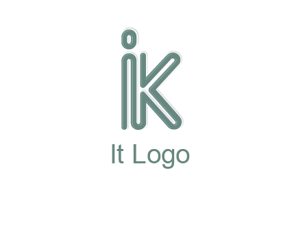 line art letter IK joined together