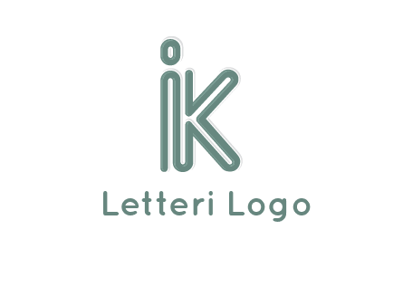 line art letter IK joined together