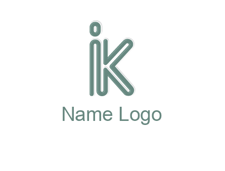 line art letter IK joined together