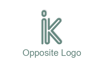 line art letter IK joined together