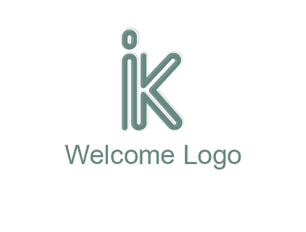 line art letter IK joined together