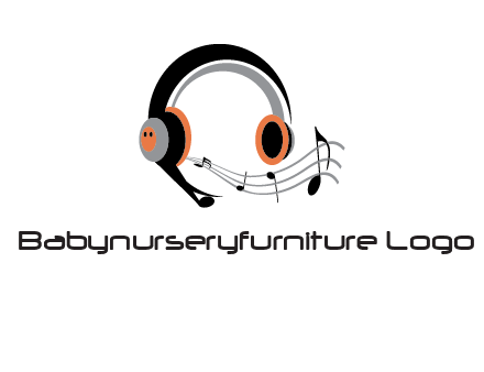 music notes flowing out of headphones entertainment logo