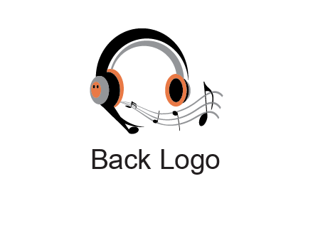 music notes flowing out of headphones entertainment logo