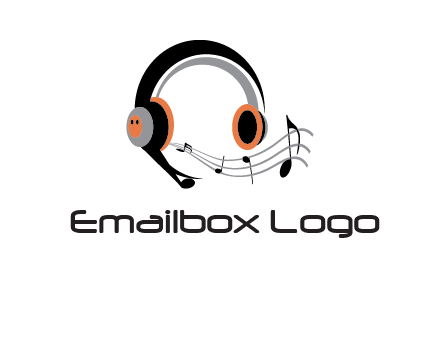music notes flowing out of headphones entertainment logo