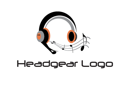 music notes flowing out of headphones entertainment logo