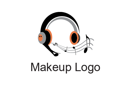 music notes flowing out of headphones entertainment logo
