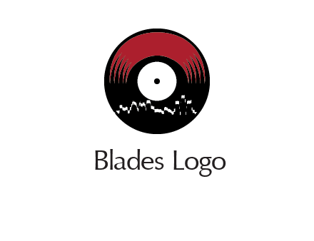 zigzag lines on music record logo illustration