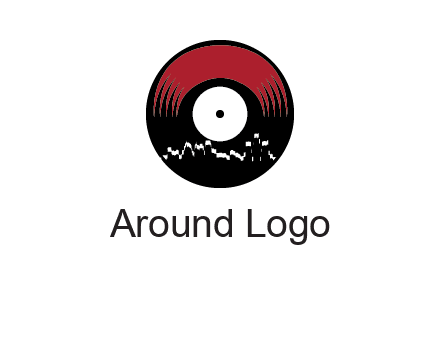 zigzag lines on music record logo illustration