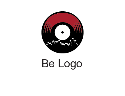 zigzag lines on music record logo illustration