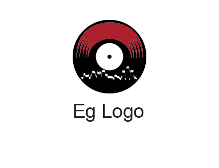 zigzag lines on music record logo illustration