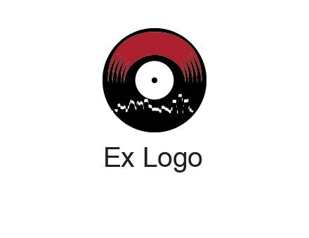 zigzag lines on music record logo illustration