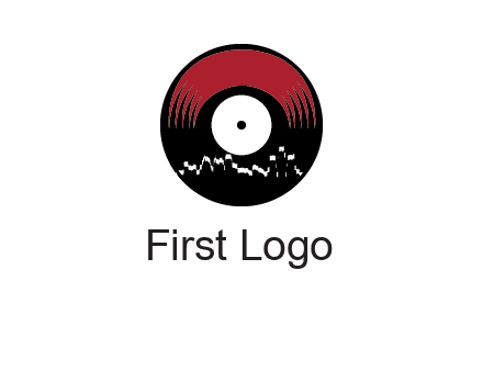 zigzag lines on music record logo illustration