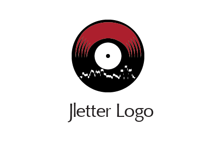 zigzag lines on music record logo illustration