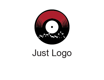 zigzag lines on music record logo illustration