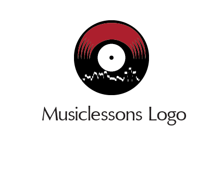 zigzag lines on music record logo illustration