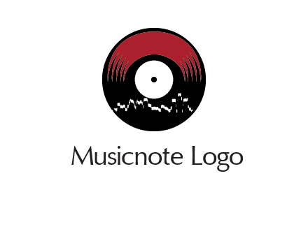 zigzag lines on music record logo illustration