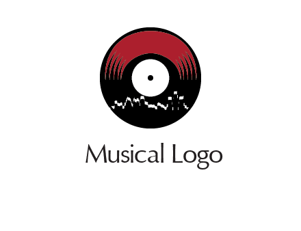 zigzag lines on music record logo illustration
