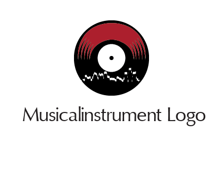 zigzag lines on music record logo illustration