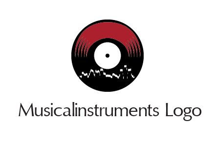 zigzag lines on music record logo illustration