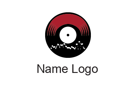 zigzag lines on music record logo illustration