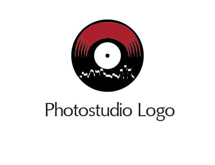 zigzag lines on music record logo illustration