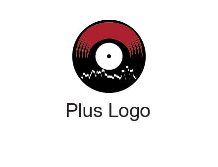 zigzag lines on music record logo illustration